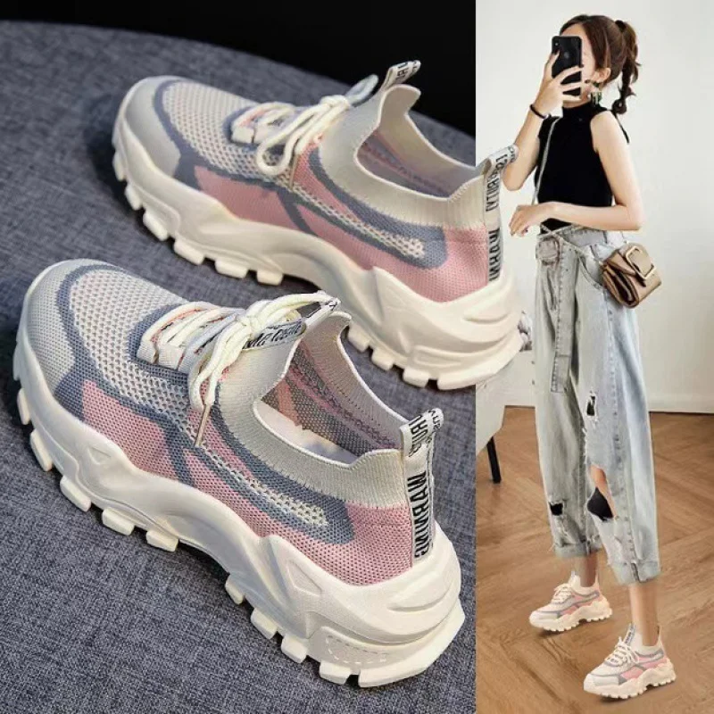 

2025Spring Summer New Women's Shoes Non-Slip Wear-Resistant Dad Shoes Trendy Shoes Student Sneakers Casual Shoes Breathable Deod