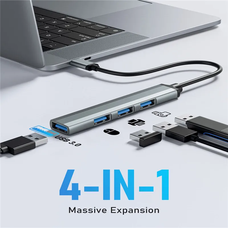 4 Port USB 3.0 Hub USB Hub High Speed Type C Splitter 5Gbps For PC Computer Accessories Multiport HUB 4 USB 3.0 2.0 Ports