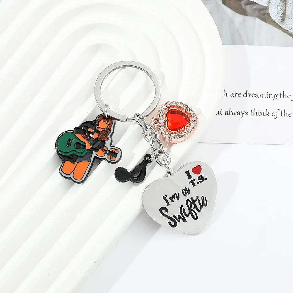 Taylor Pendant Keychain Creative Charm Heart Musical Note Key Chain for Men And Women Fans Backpack Accessory Gift