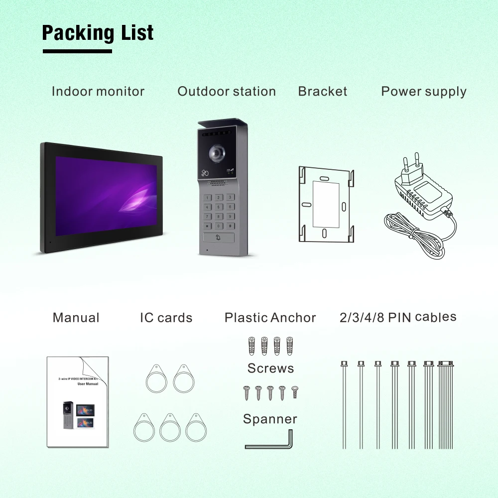 Tuya Wifi المنزل الذكي فيديو باب الهاتف فيديو إنترفون 1080P شاشة تعمل باللمس 7 '2 أسلاك جرس الباب كاميرا الباب نظام الأمن