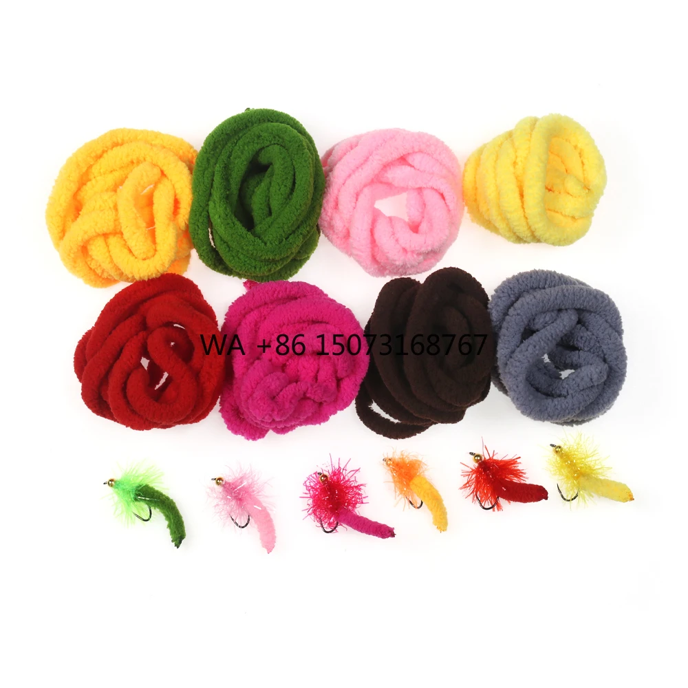 

Fluo Mop Синель Fly Tiing Nymph Bodies Пряжа Grubs Line Материалы для тела для Caddis Nymphs Mop Fly Worm Мухи Радужная форель