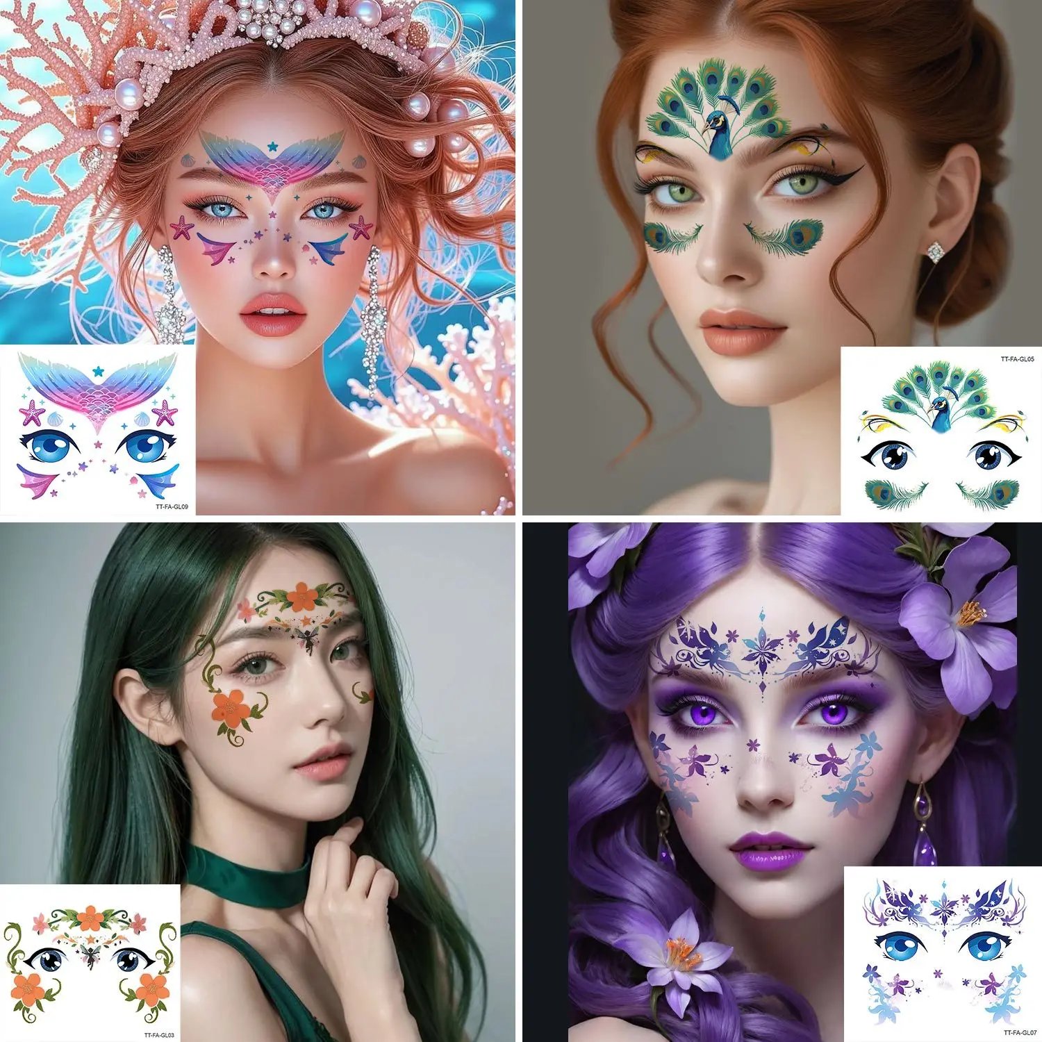 Cartoon Animal Face Tattoo Stickers Waterproof Non Toxic for Kids Festival Stage Makeup Party Performance