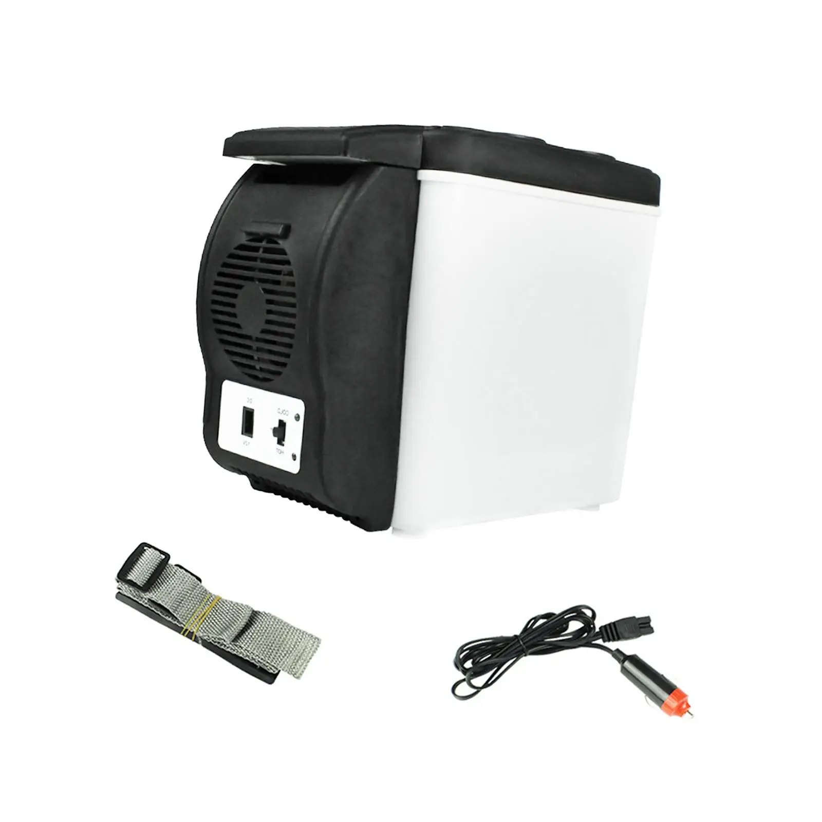 Refrigerador portátil do carro com alça de transporte, refrigerador multiuso leve da pele, mini refrigerador para o carro home do quarto, 6 litros, 12V