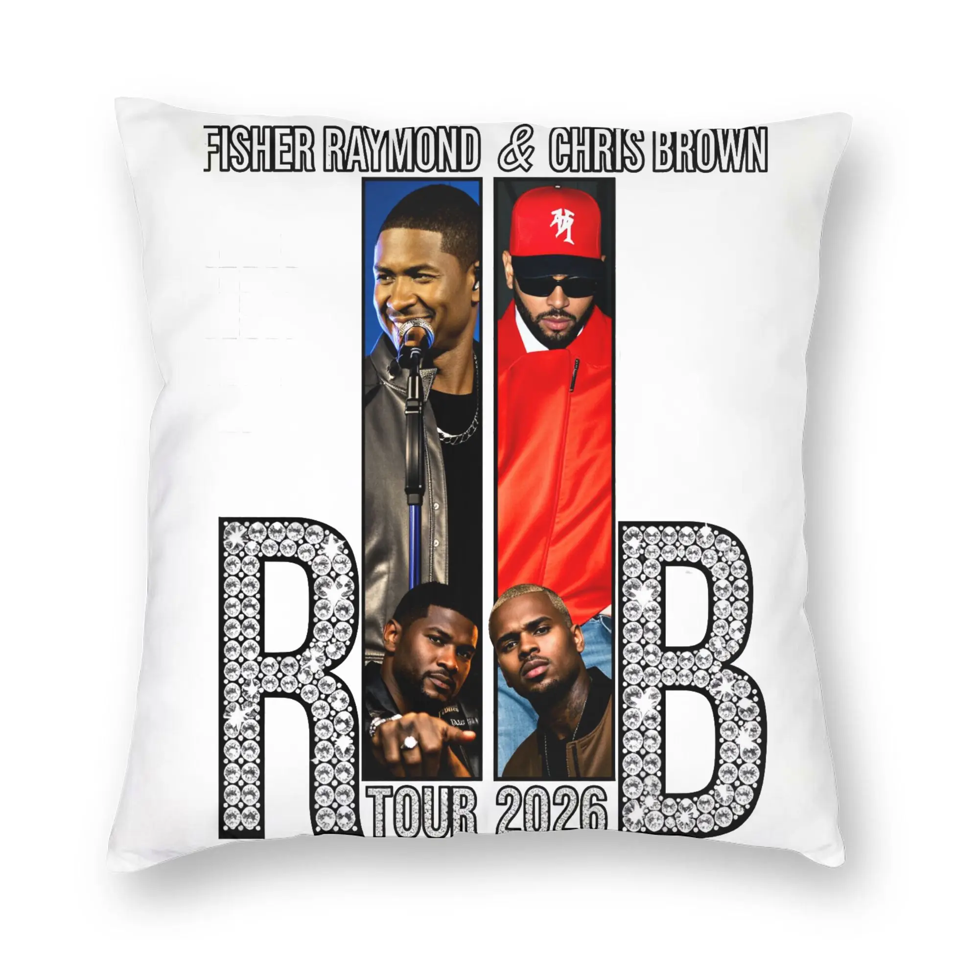Pillow Cover Chris Brown And Usher The Rb Tour  Raymond And Brown Cute Fun Pillow Case For Wedding Party Home Decor Pillowcases