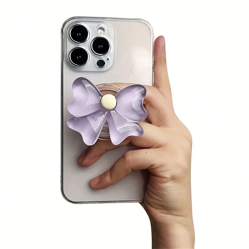 Cute Socket Talk Grip Candy Colored Bow Phone Grip Desktop Stand Resin Butterfly Knot Foldable Holder Mobile Accessory