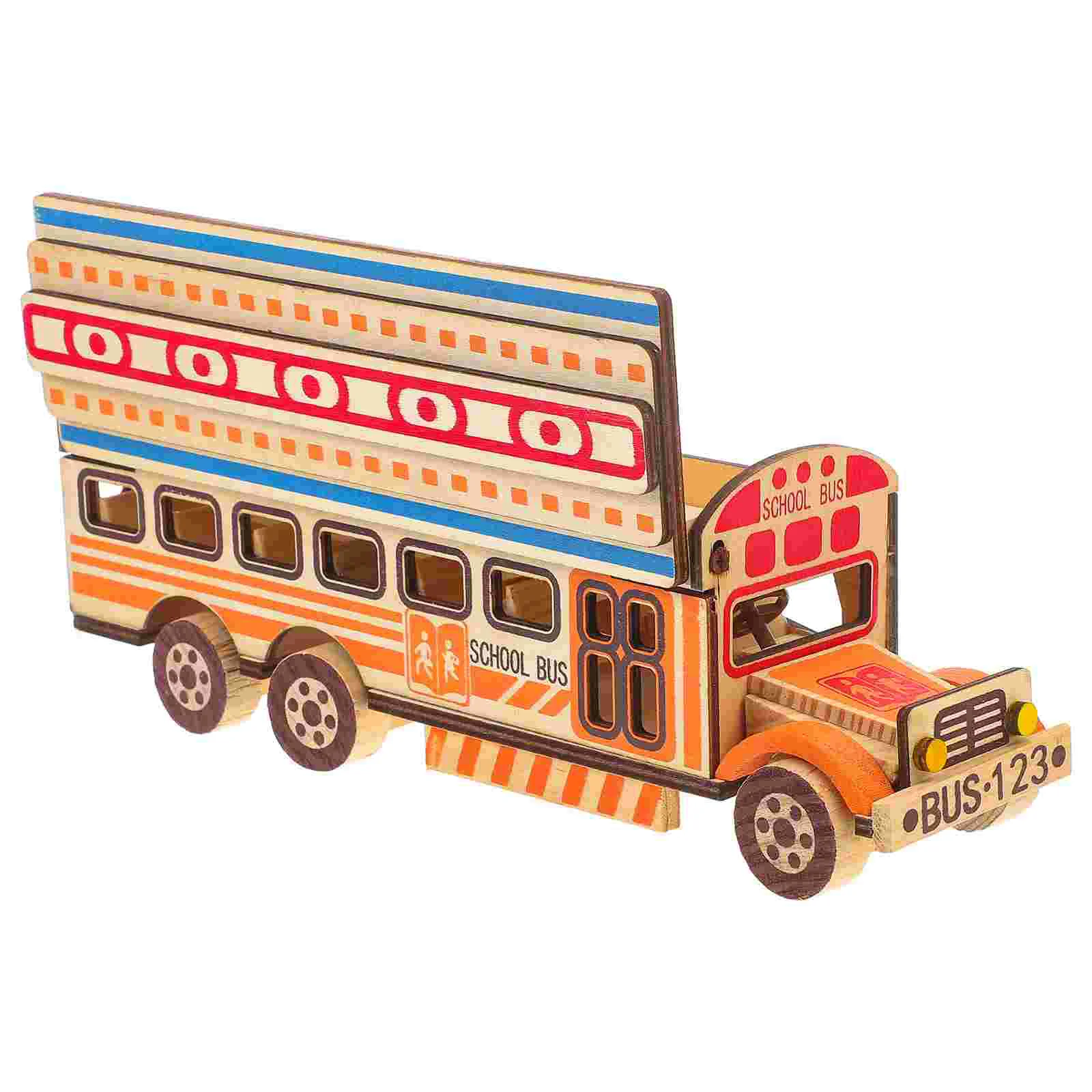 

Kids School Bus Model Display School Bus Model Simulation Bus Toy Wood School Bus Model school bus toys for toddlers