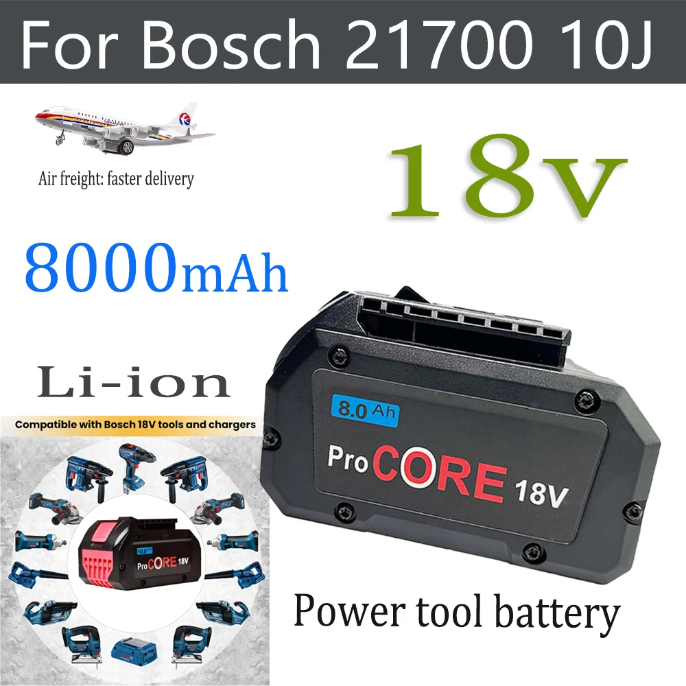 Литий-ионный аккумулятор для Bosch 21700 10J 18 в 8000 мАч, совместим с 18 в BAT609 BAT618 GBA18V80, сменный электроинструмент