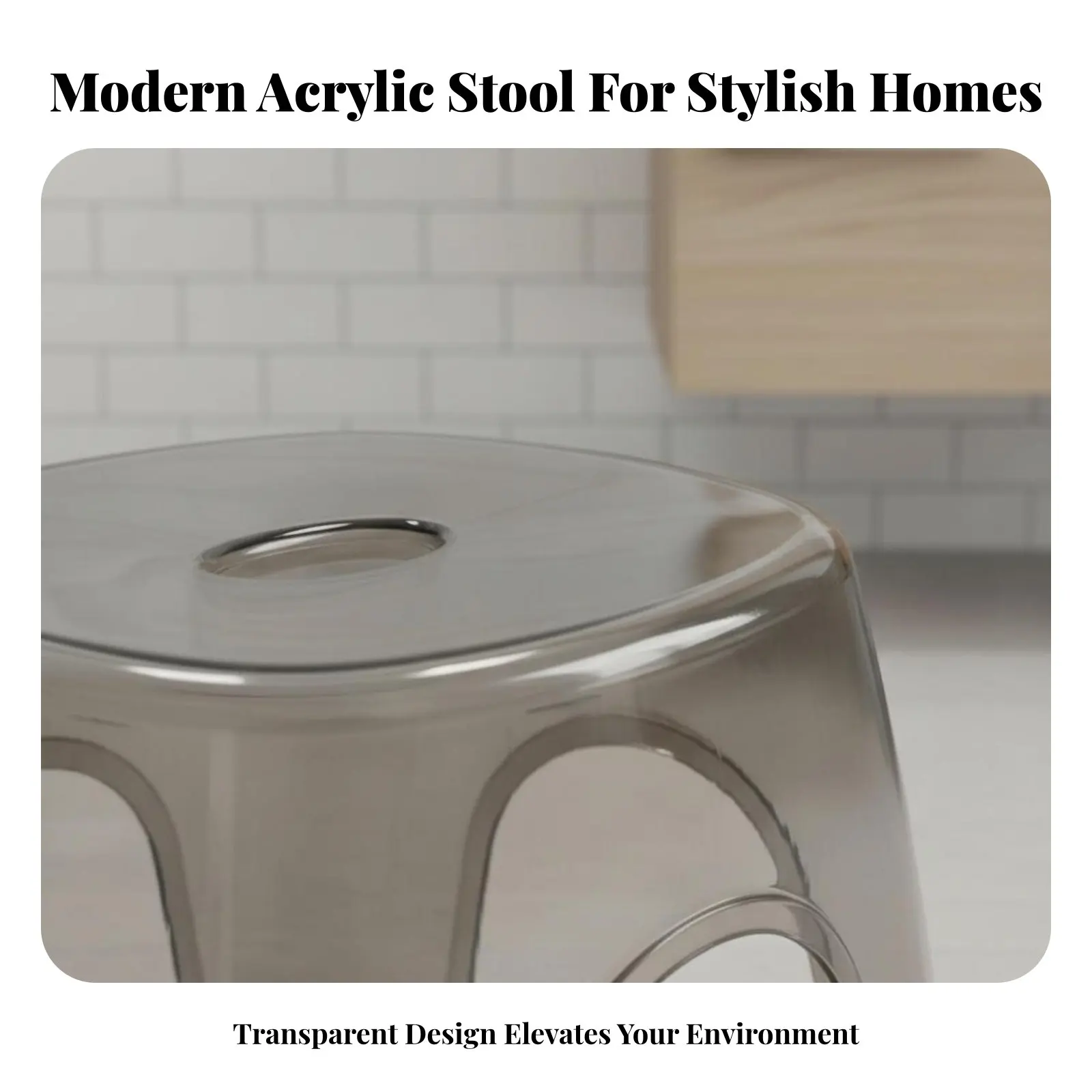 

Clear Acrylic Stool Multifunctional Transparent U-Shaped Stool Easy to clean areaSaving for Adults, Bathroom, Bedroom, Kitchen
