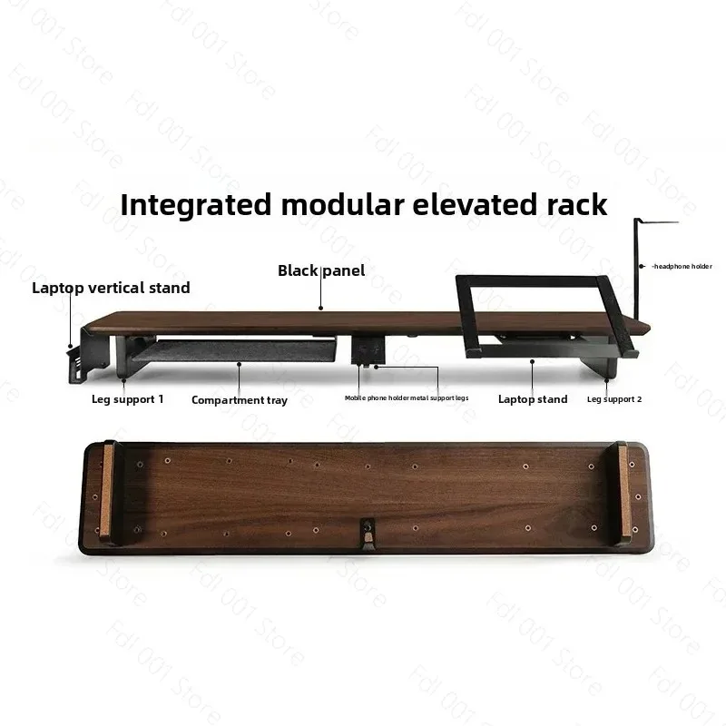 Modular Monitor Elevated Rack Walnut Surface Computer Desktop Mat Elevated Office Desk