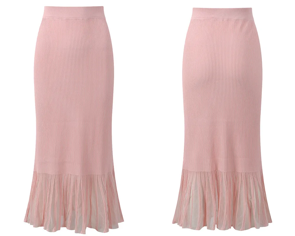 2026 Summer Lady Delicacy Lace Trim Patchwork Suit O-neck Sleeveless Pullover Tops Mermaid Long Skirt Women Slim Knit 2Pcs view 5