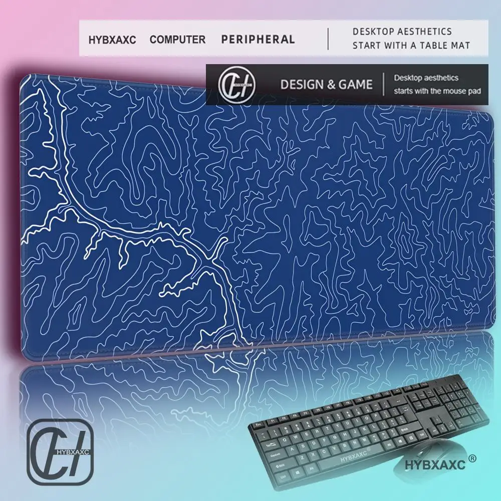 

HYBXAXC Orange black line mouse pad non-slip wear-resistant rubber bottom with stitched edge keyboard mat suitable for office