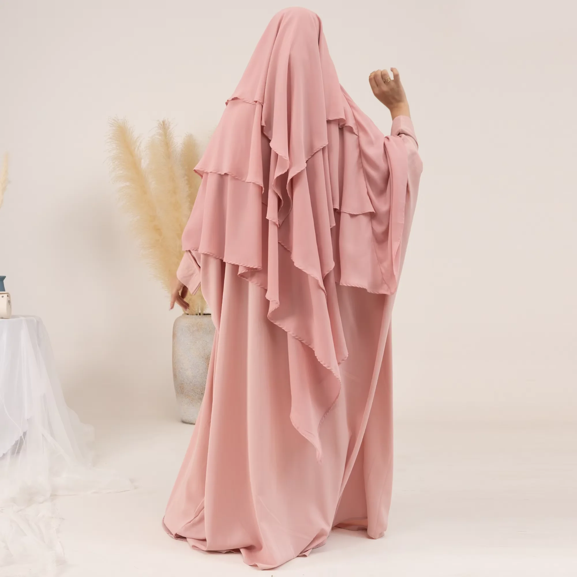 

Ramadan Khimar Women Muslim Prayer Garment Overhead Scarf Hooded Eid Hijab Islam Clothing Niqab Nikab Burqa Djellaba Headdress