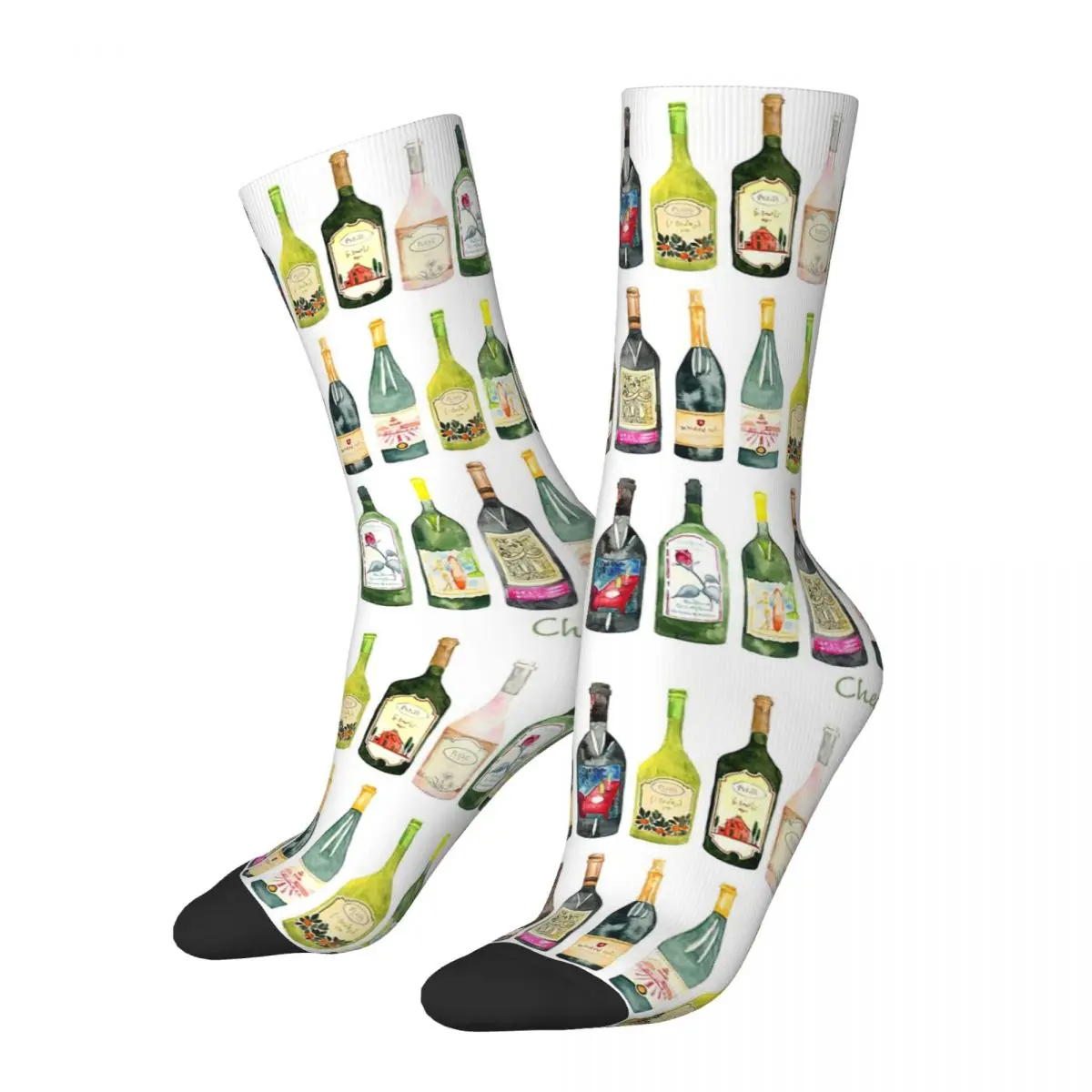 

Cheers Wine Bottles Socks Harajuku High Quality Stockings All Season Long Socks Accessories for Man's Woman's Birthday Present