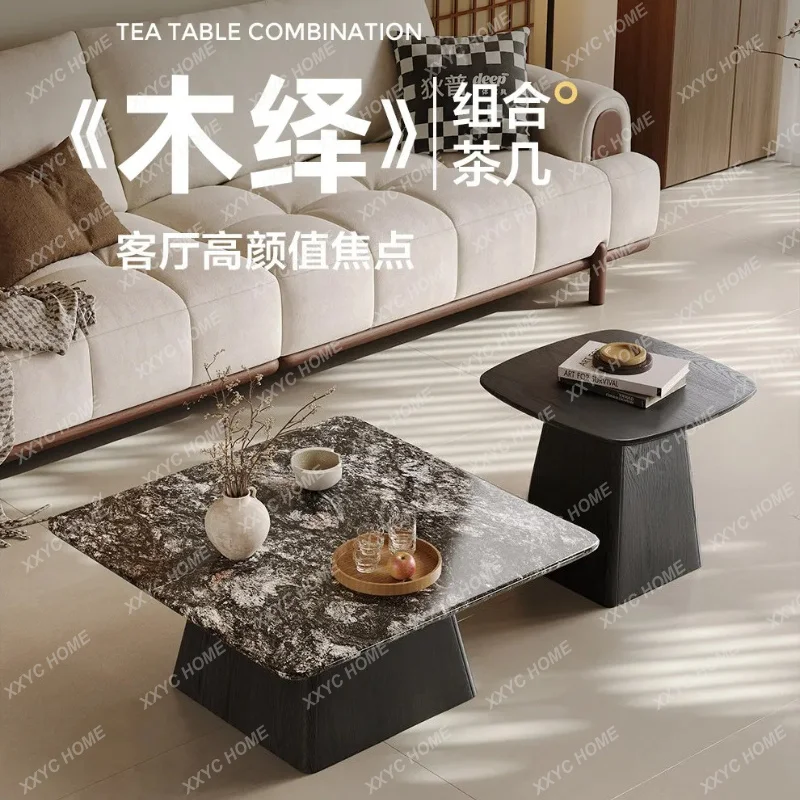 XXMarble living room combination coffee table household premium solid wood combination tea table