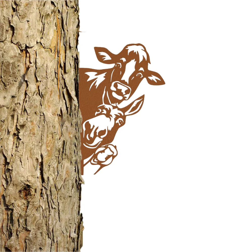 CIFBUY Farm Peeping Animals Metal Wall Art Iron Sculpture Animal-Themed Home Decor Rustproof Accent Garden Patio Yard Sign