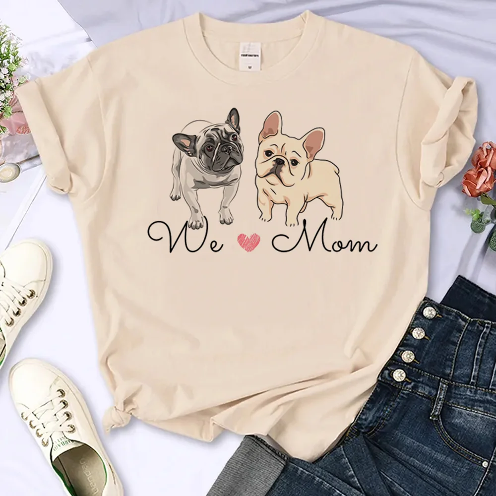 

French Bulldog t-shirts women comic t shirt female Japanese funny 2000s clothes