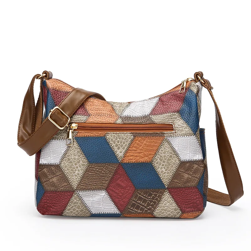 Vintage Colorful Plaid Women\'s Crossbody Bags For Daily Used, Large Capacity Commuting Shoulder Bag Versatile Ladies Handbags