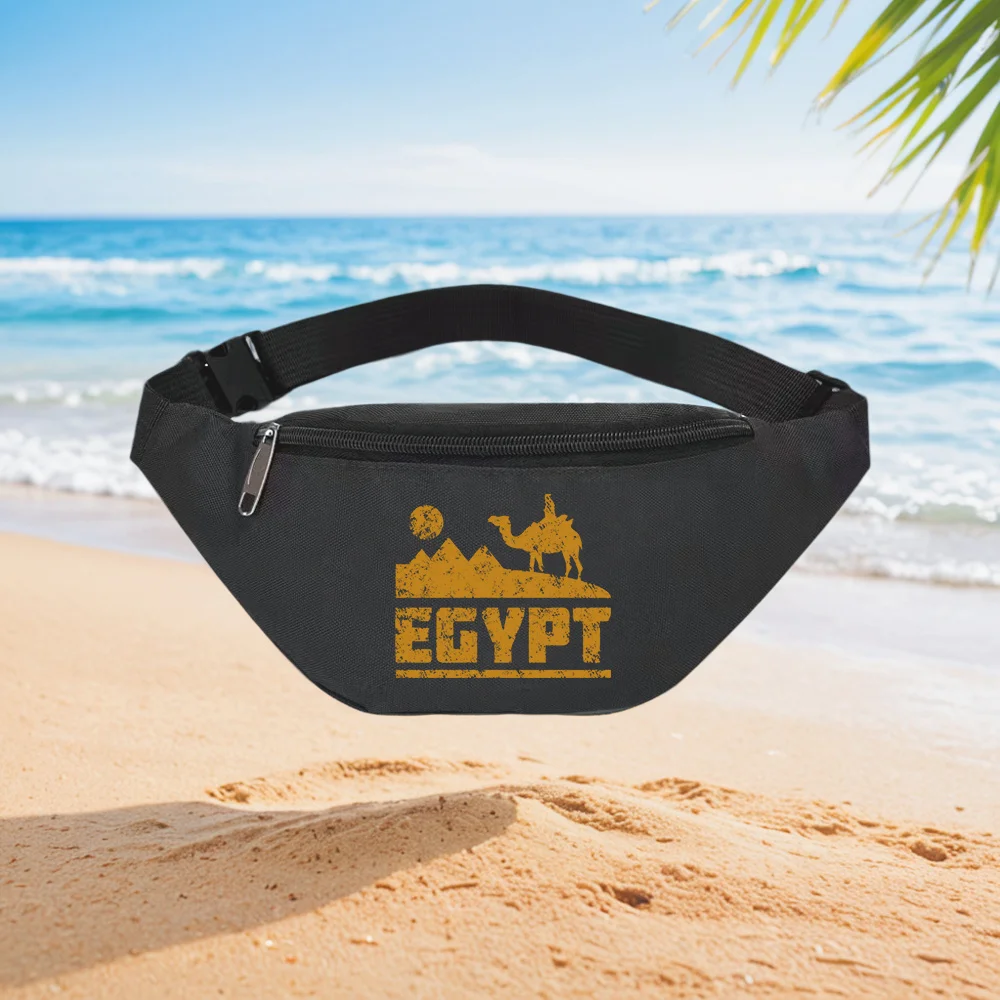 

Egypt Camel Pyramids Sun Design Waist Backpack Crossbody Chest Bag Street Casual Sporty Fashionable Simple Unique Printed Design