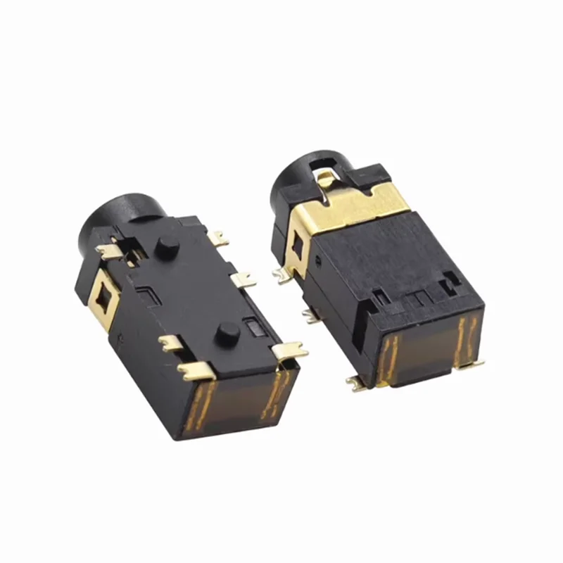 10Pcs PJ342 3.5mm Audio Socket Gold Plated Surface Mounted 6 Feet Double Track Headphone Jack Connector