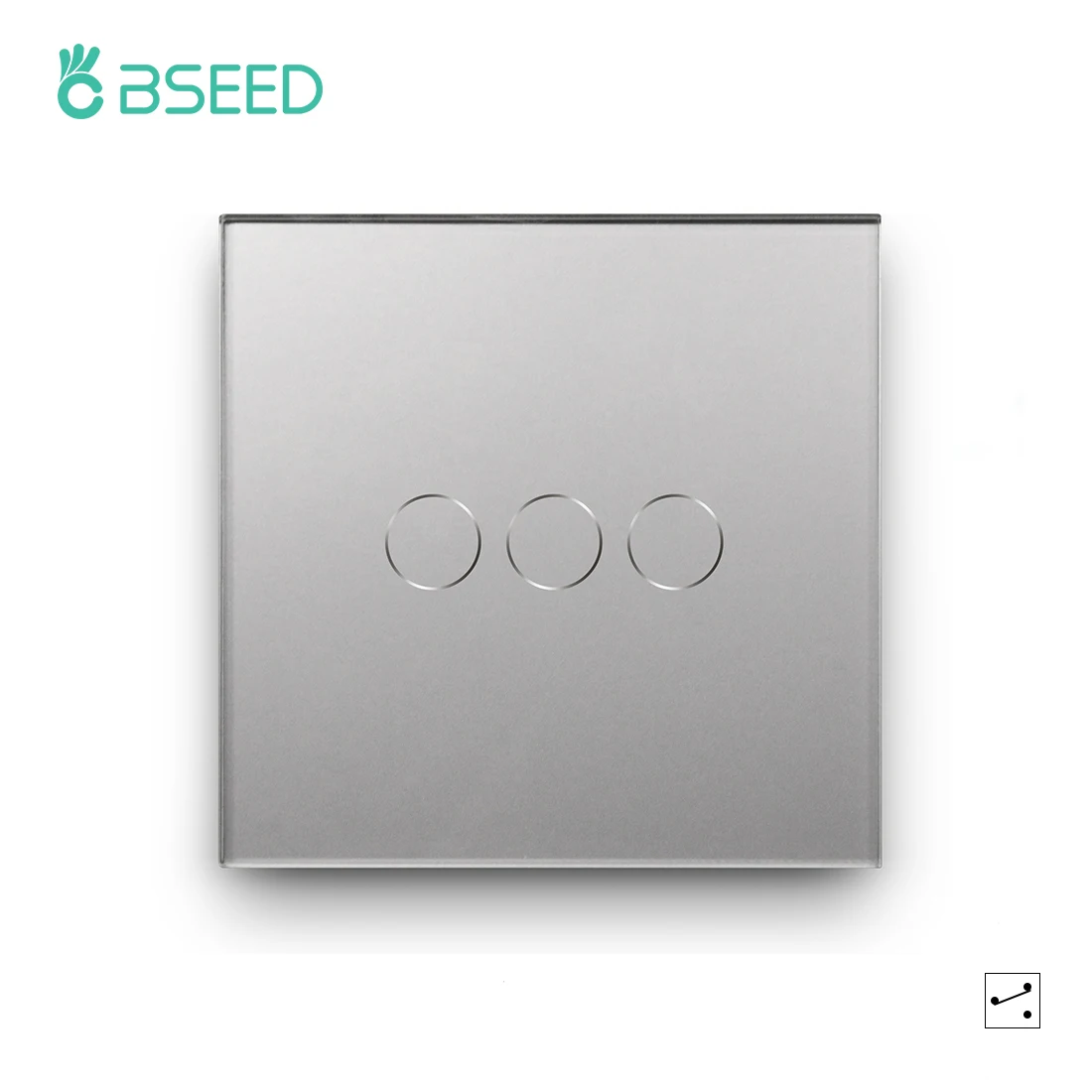 Bseed Wall Touch Light Switch 1/2/3Gang 2-weg lichtschakelaar met EU-aansluiting USB Type-C glazen paneel Blauwe achtergrondverlichting 240V voor trappen