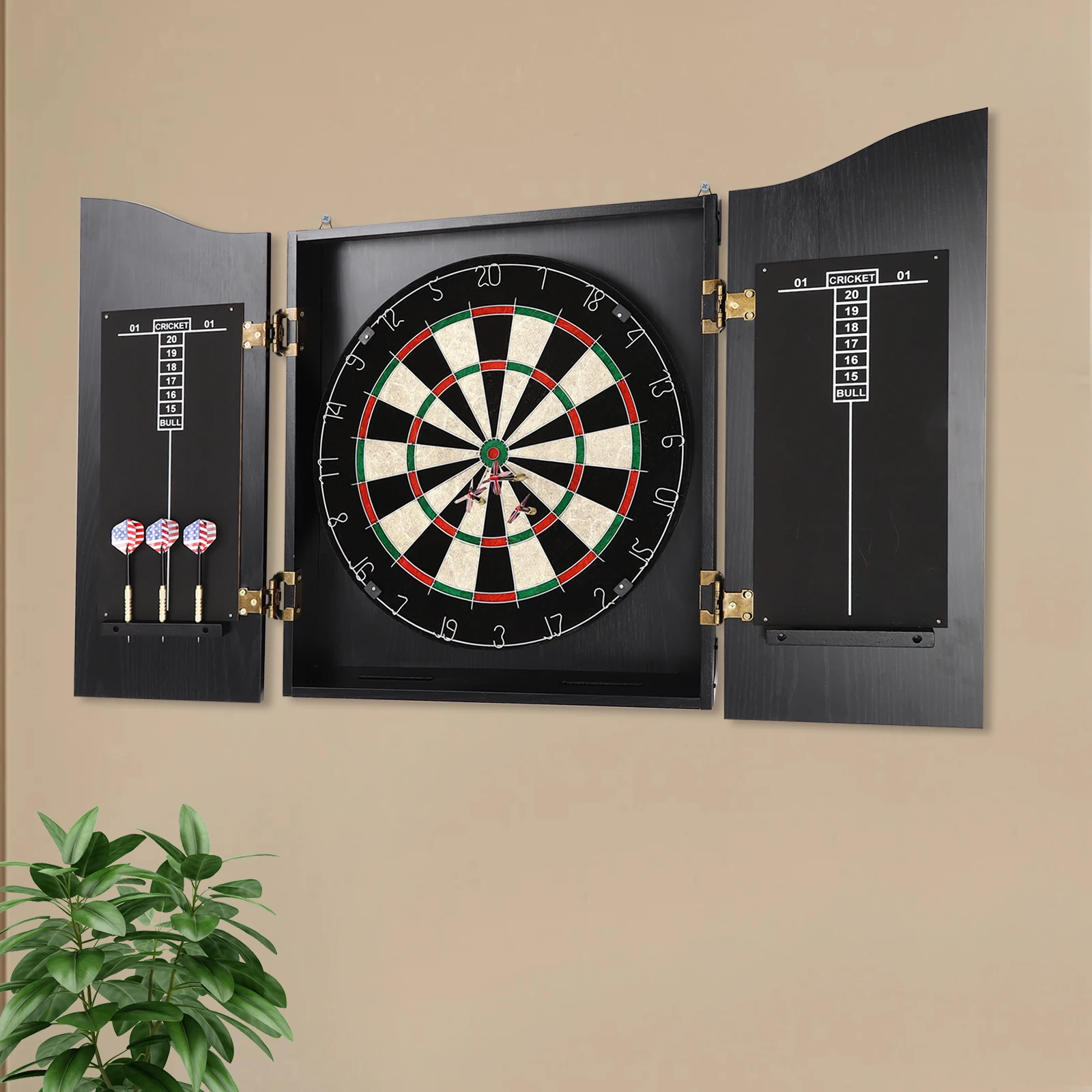 

Modern Black Board, 6 Steel Tip Darts, Wall-Mount for Indoor Games | Competition-Grade Equipment, Precision Throwing Experience