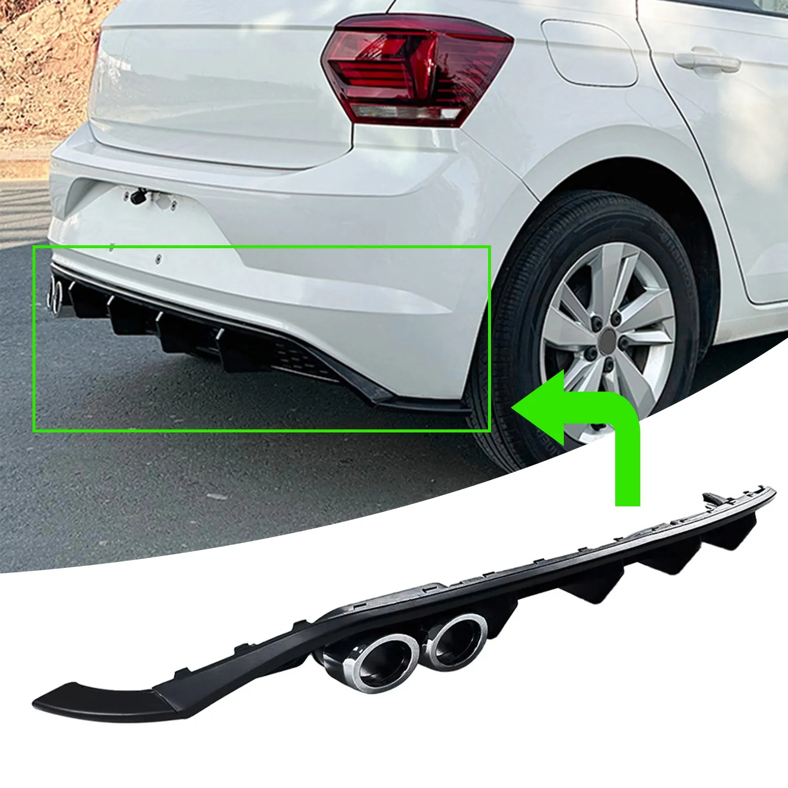 For Volkswagen VW Polo MK6 2019 2020 2021 2022 203 2024 Rear Bumper Diffuser Lip Lower Bracket Splitter Spoiler Plate Trim