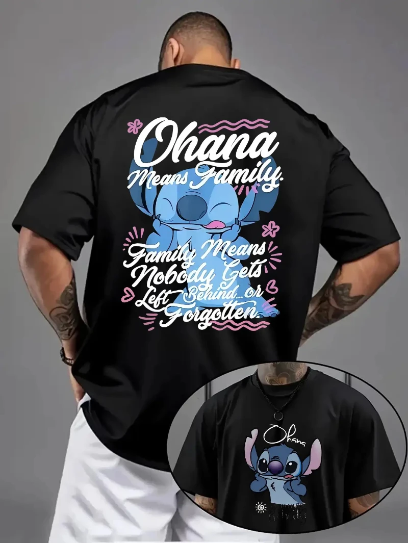 

Мужская футболка Disney, футболка в стиле принтера с вышивными элементами, повседневная и удобная футболка с круглым вырезом и принтом персонажей мультфильмов