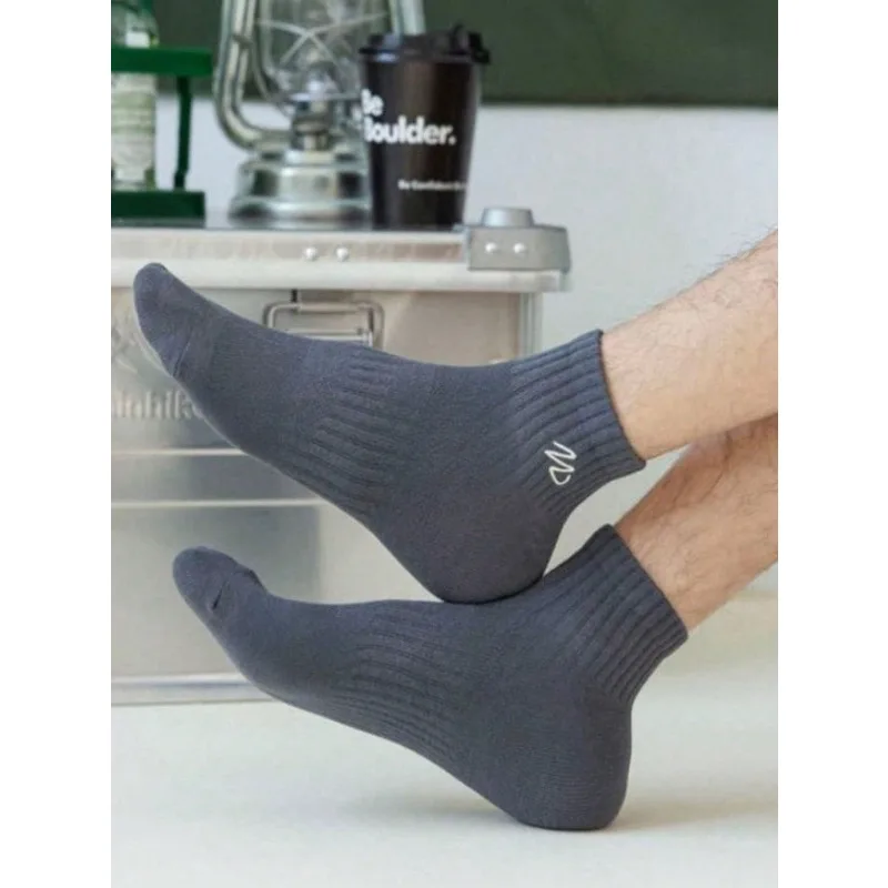 7 Pairs Men's New Multicolor Simple Line Geometric Pattern Casual Low-Cut Ankle Socks, Soft & Comfortable, All Season