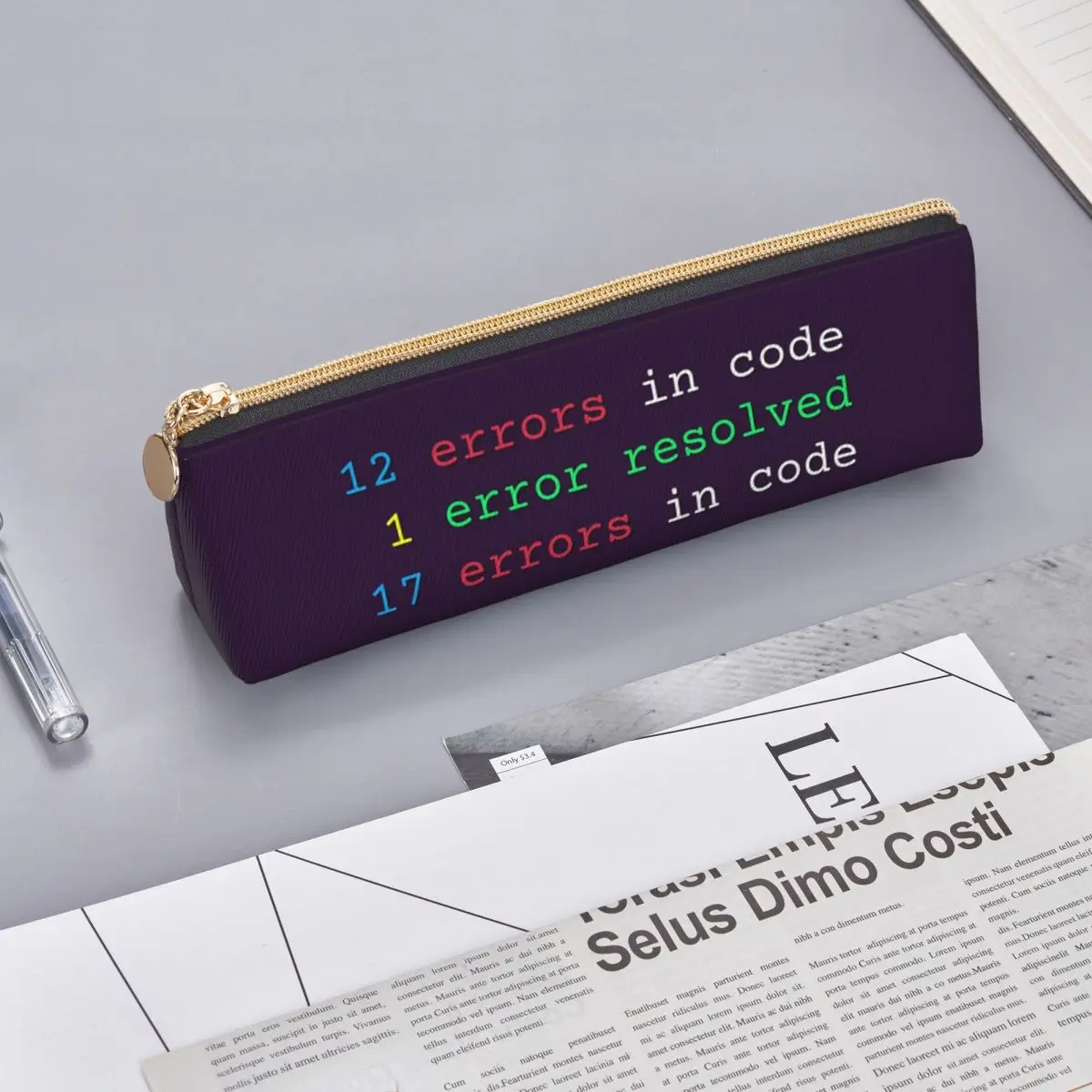 12 erreurs dans le code, 1 erreur résolue, 17 erreurs dans le code, Trousse à crayons, Pochette à crayons, Boîte de rangement pour papeterie, Boîte à stylos, Sac à crayons pour étudiants