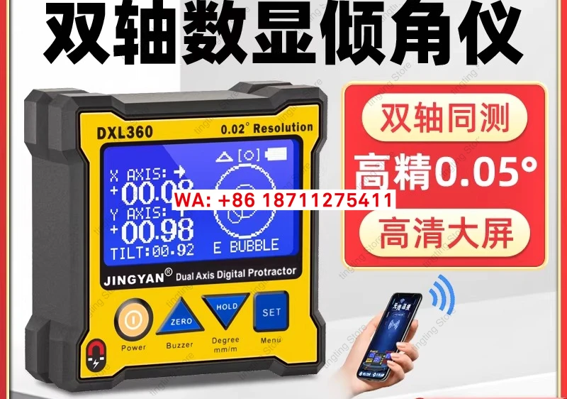 Crystal Research Dual Axis Electronic Level Gauge with Magnetic Angle Gauge Box