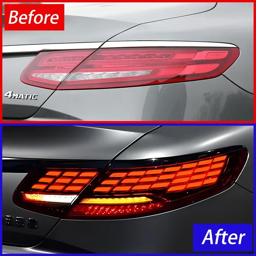 Auto Rear Back Lamps Assembly For Benz S Coupe W217 S400 S500 S63 2016-2021 Upgrade LED Dragon Scale Taillight Tool Accessories