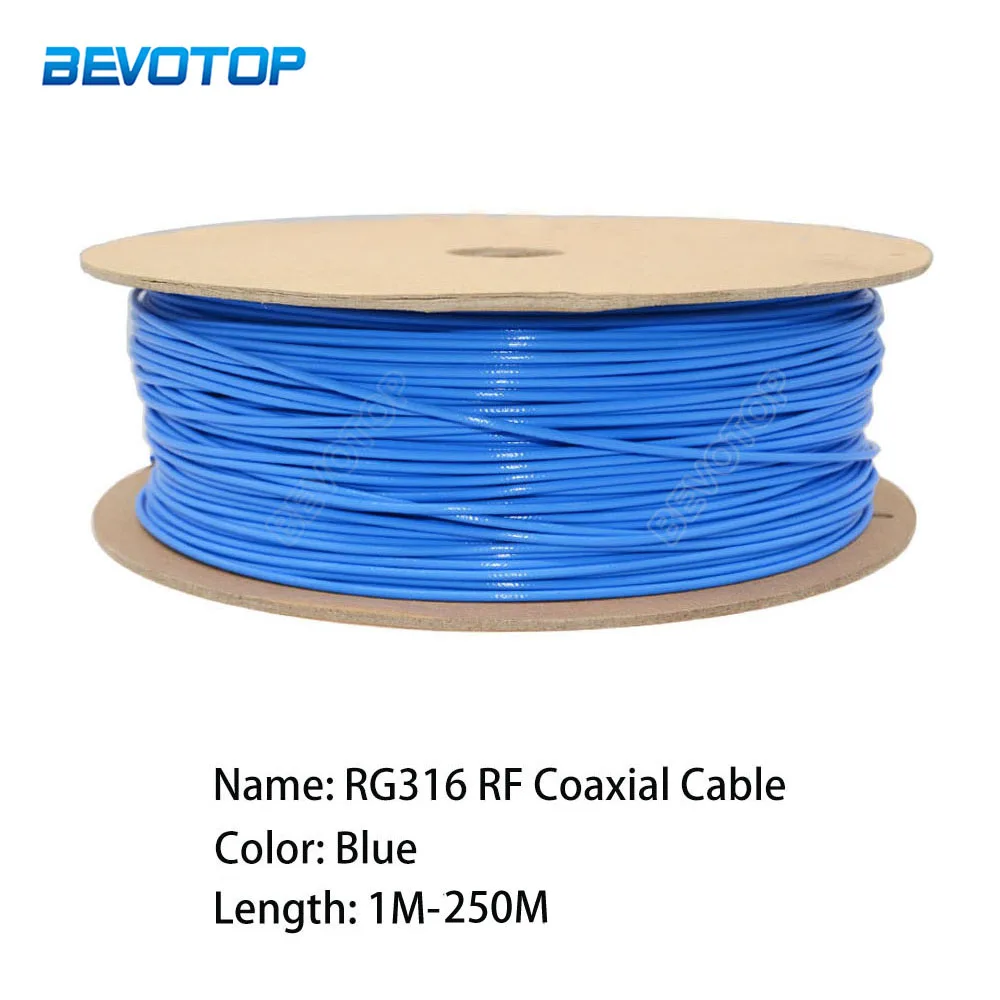 Blue/Brown RG316 RF Coaxial Coax Cable Wire 50 Ohm Low Loss Crimp Connector High Quality 1M-250M