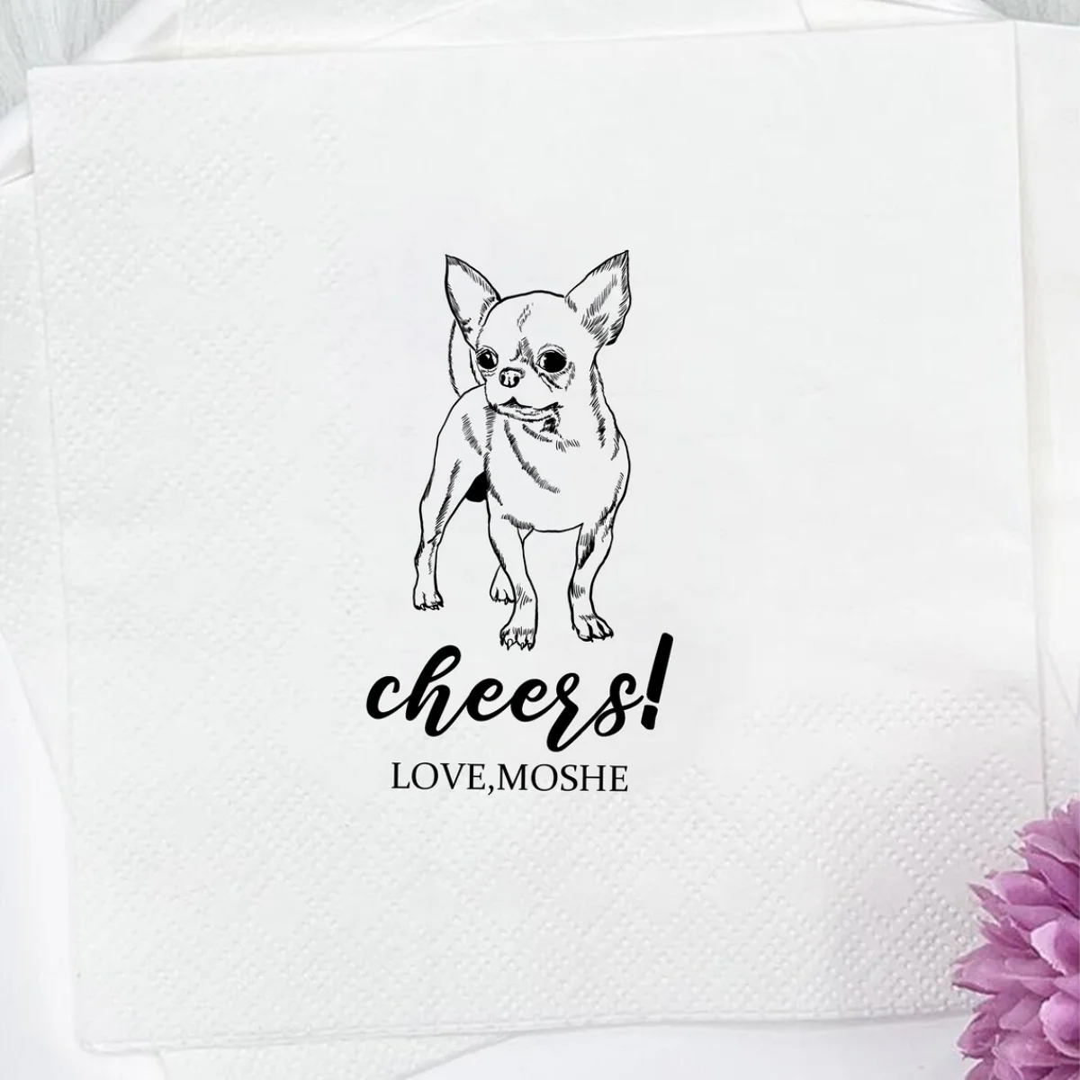 

50pcs Pet Cocktail Napkins, Custom Dog Napkins, Personalized Wedding Cocktail Napkin, Custom Illustrated Dog Wedding Napkins