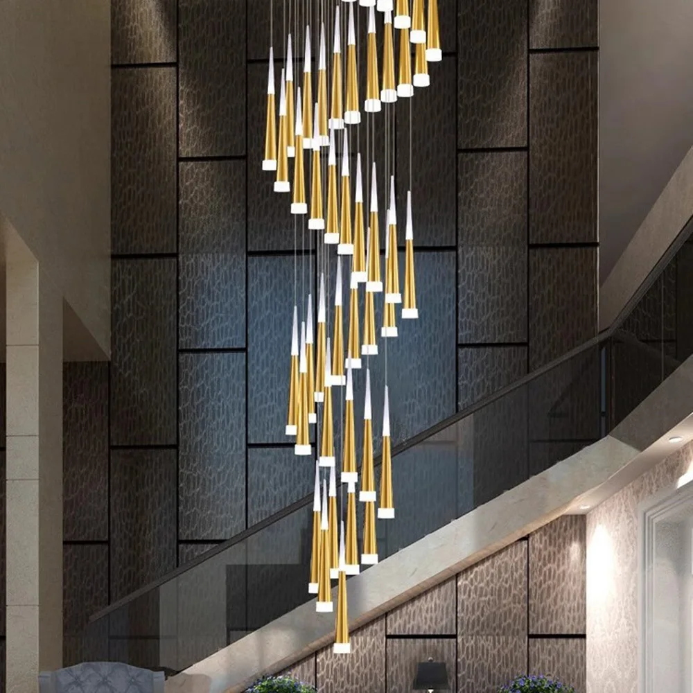 LED Taper Pipe Dining Room Pendant Lights Bar Counter Spiral Stair Aluminum Acrylic Tube Pendant Lamp