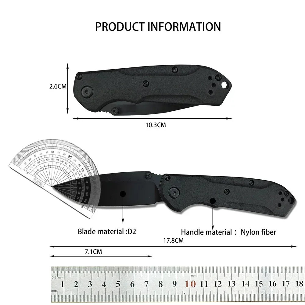 BM 565 Freek D2 White / Black Blade Nylon Fiber Handle Pocket Folding Knife Outdoor Camping Hunting EDC Tool Survival Knife