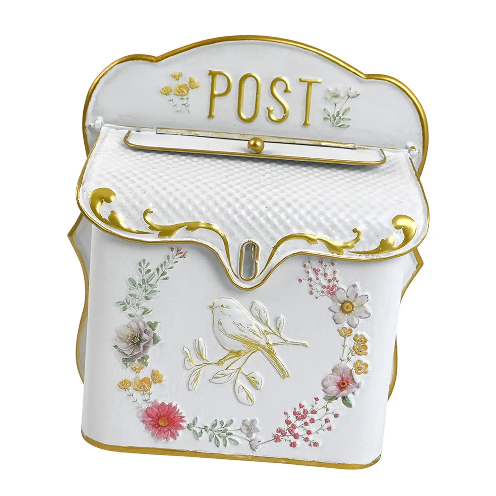 Wall Mounted Mailbox Drop Box Decorative Lockable Metal Vintage Style Mail Holder for Gate Porch Fence Front Door Garage