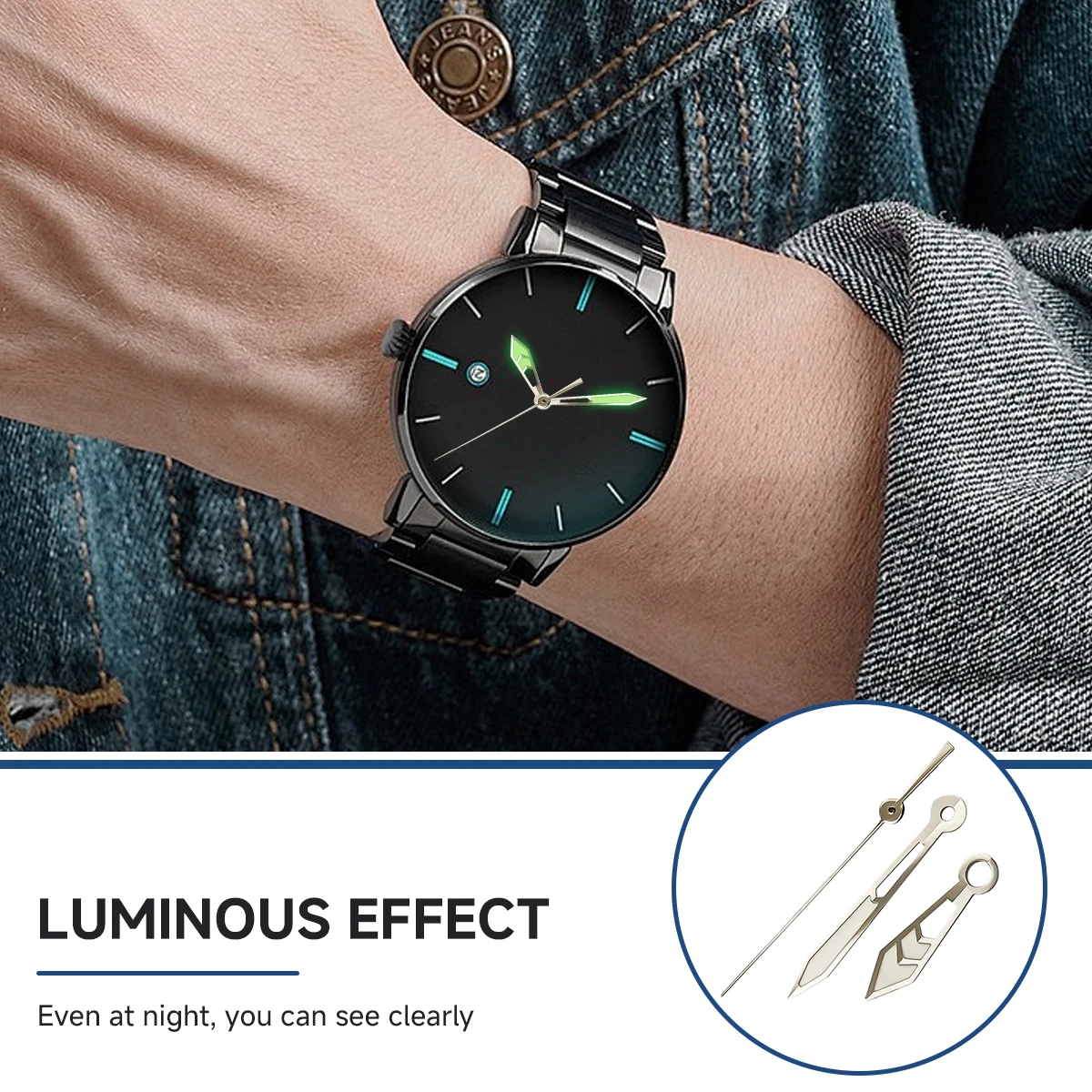 NH35 NH36 Watch Hands for 4R 7S Movement 8x12x13mm Hour Minute Second Green Luminous Copper DIY Set Replacement Watchmaker view 5