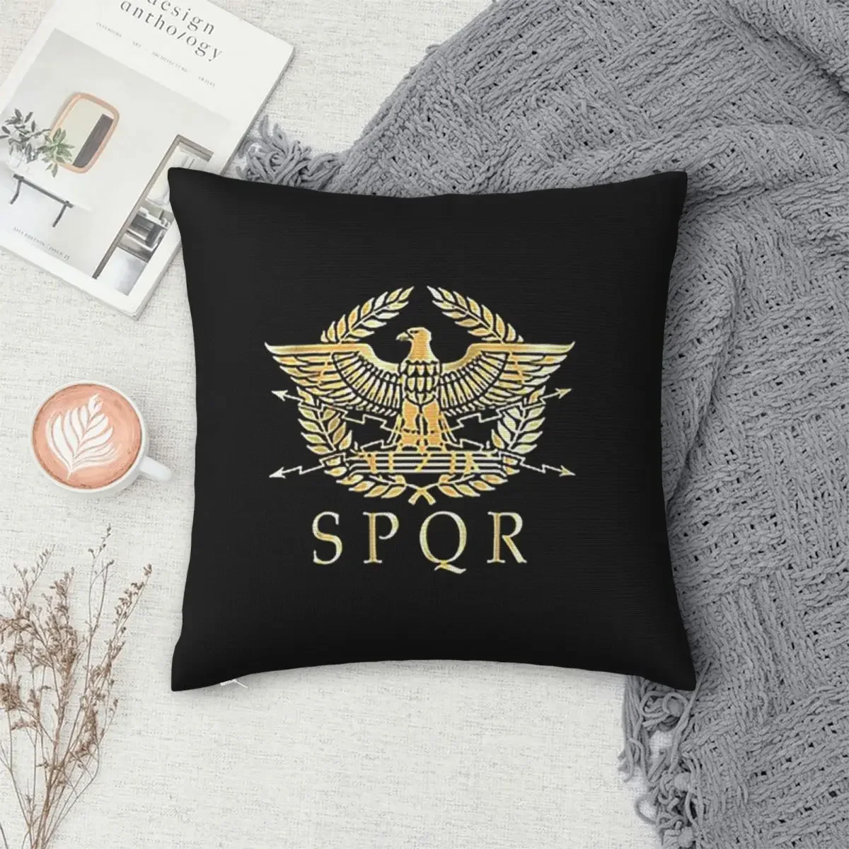 

SPQR- Roman Empire Standard Eagle Emblem Pillowcase Polyester Pillow Cover Cushion Comfort Throw Pillow Sofa Decorative Cushions