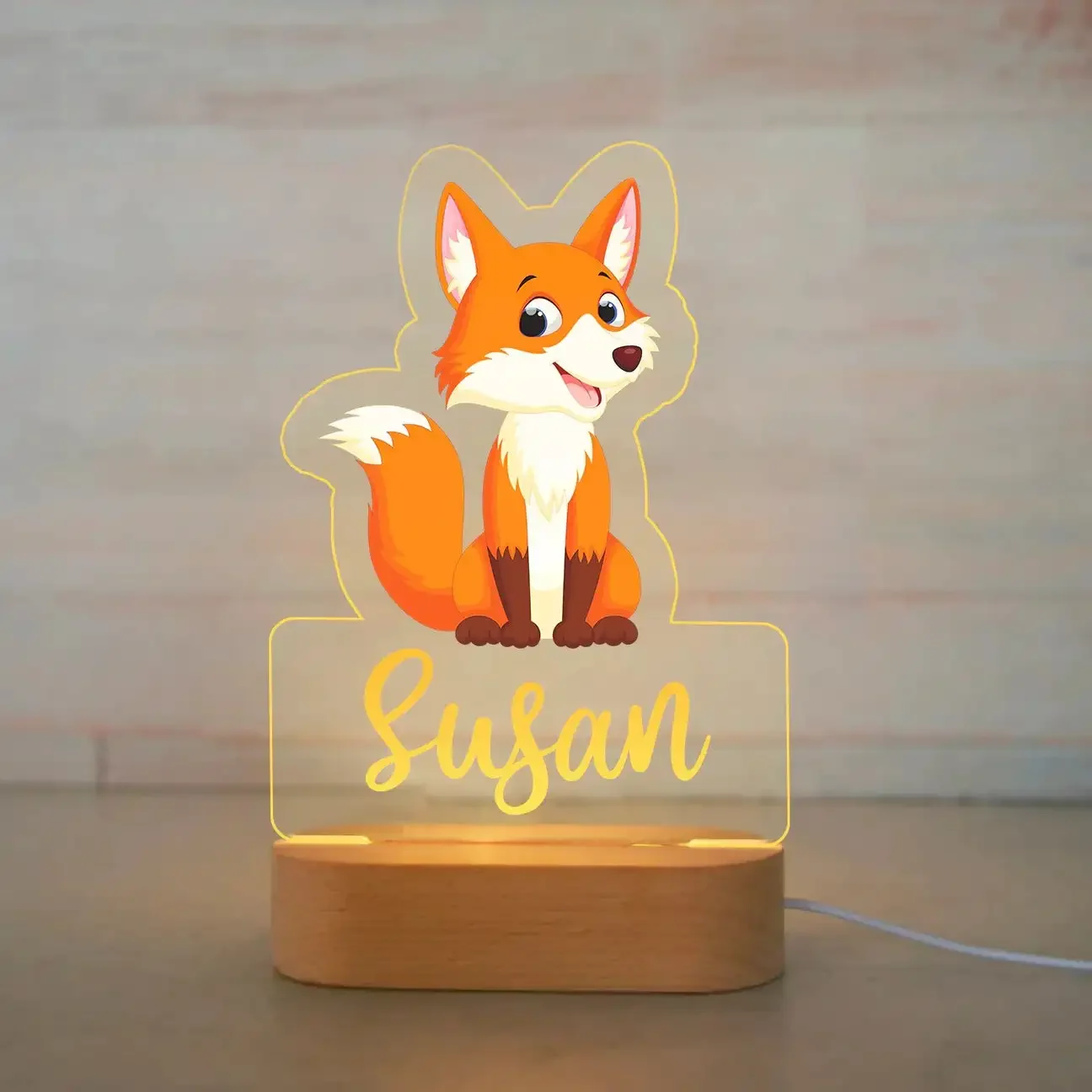 Custom Animal Acrílico Night Light para Crianças, Lâmpada de Nome Personalizado para o Bebê, Quarto Infantil, Decoração do Lar, Presente de Aniversário, Neonate