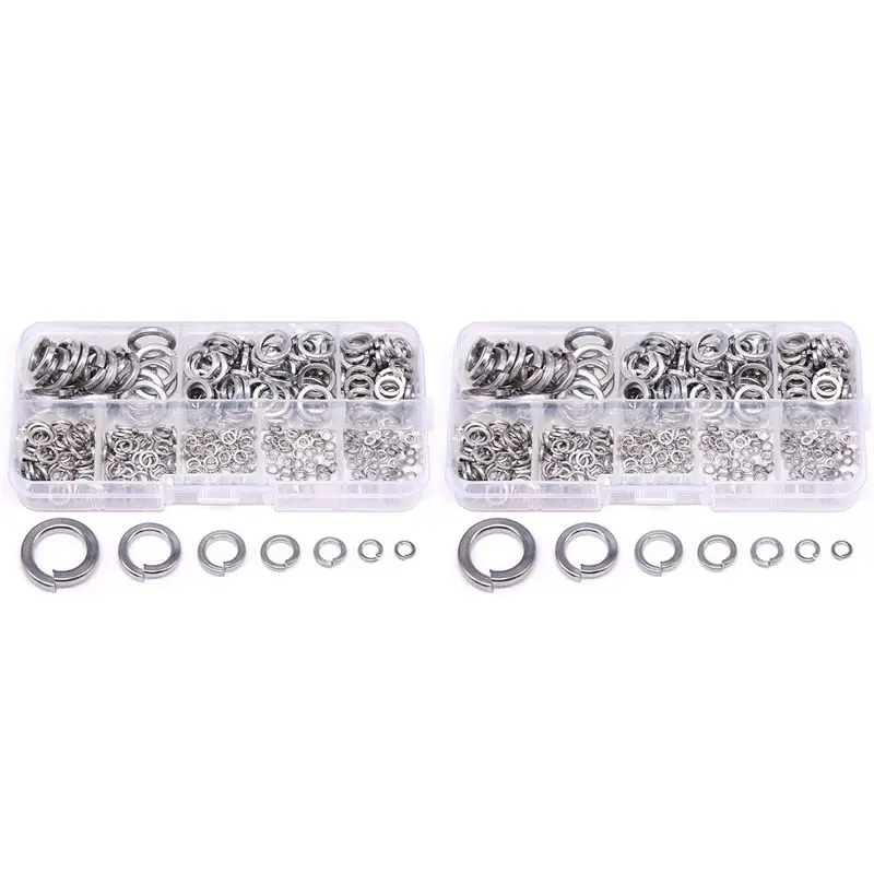 A27F-Spring Lock Washer,304 Stainless Steel Spring Lock Washer Assortment Set (820-Pcs,8-Size)