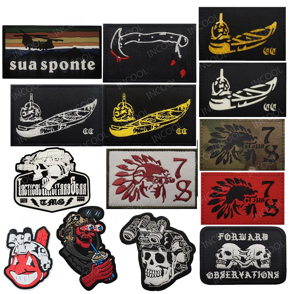 Lucky Finger Global Forward Canoe Reflective Patch Front Toward Enemy Haftowane naszywki Tacticas Chevron Skeleton Skull Badges