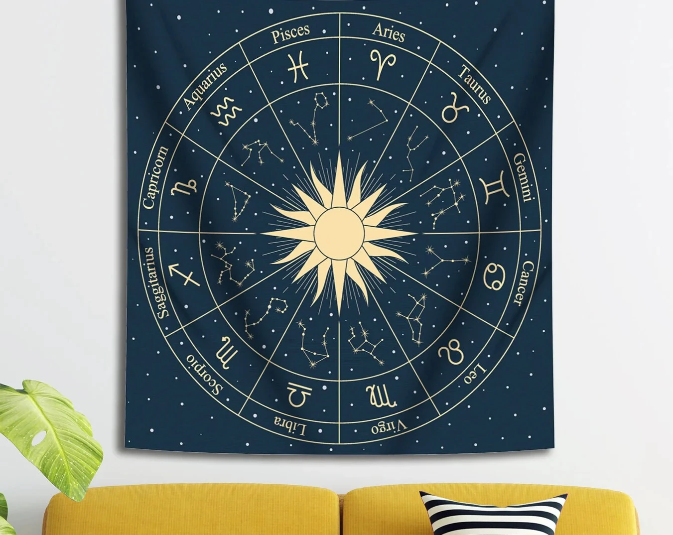 Zodiac Tapestry, Vintage Astrology Constellation Wall Decor for Bedroom Living Room Dorm