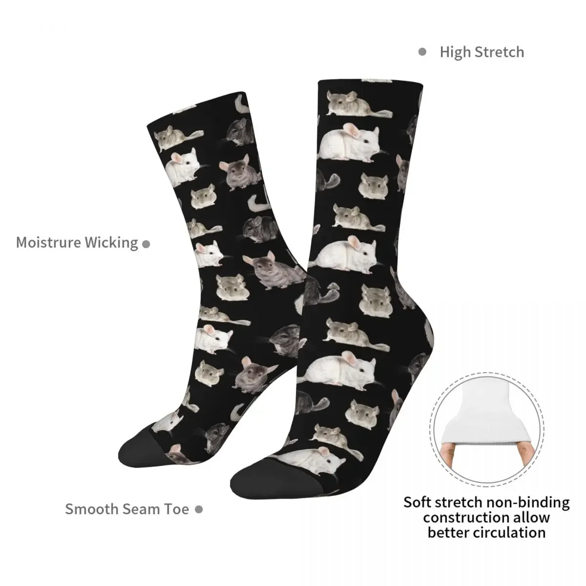 Chinchilla Sticker Pack Socks Harajuku Sweat Absorbing Stockings All Season Long Socks Accessories for Unisex Gifts