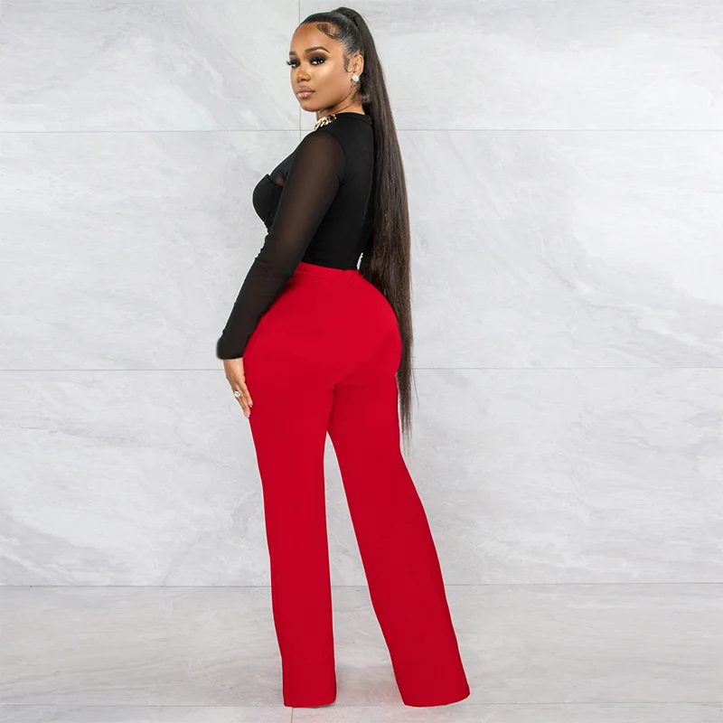 Casual High Waist Loose Wide Leg Pants for Women Spring Autumn New Female Back Zipper Floor-Length Pants Ladies Long Trousers