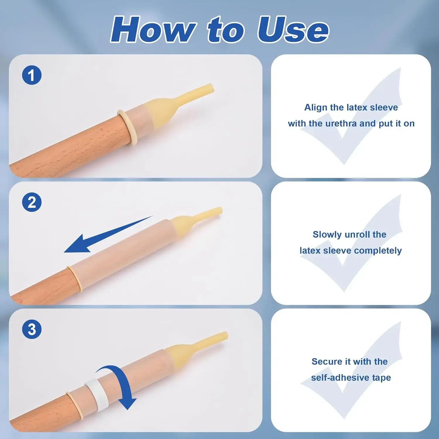 20 pieces latex condom catheters, suitable for male urinary incontinence patients, with adhesive tape, 4 sizes available. view 4