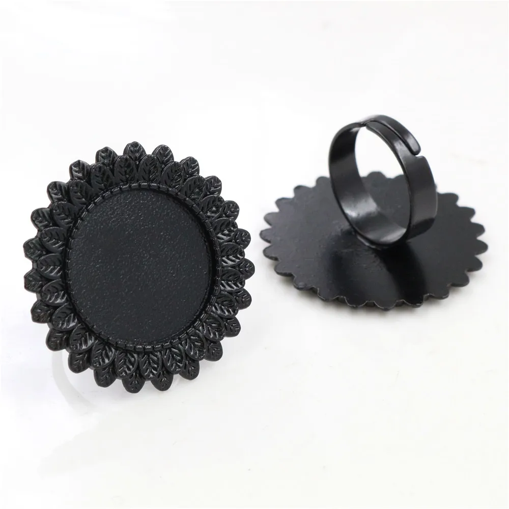 20mm 5pcs 3 Colors Plated Brass Adjustable Ring Settings Blank/Base,Fit 20mm Glass Cabochons,Buttons;Ring Bezels-