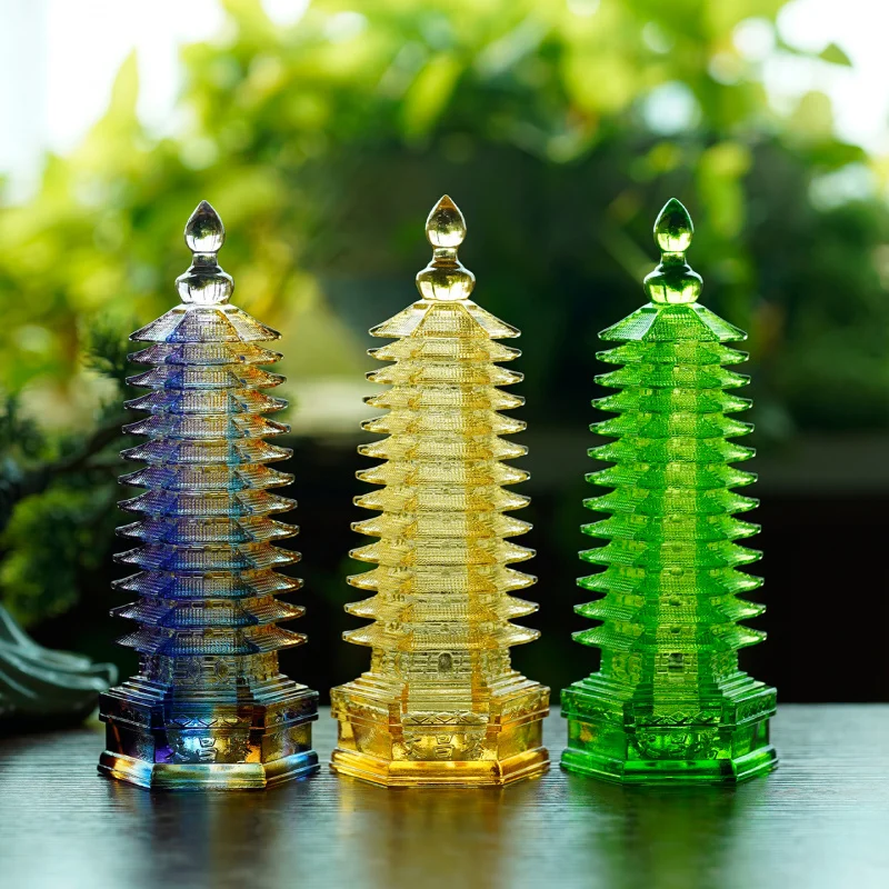 Glass Threaded Thirteen-Layer Wenchang Pagoda Ornament, Can Hold Tibetan Incense Sticks, Exam Success Essential, Home Study Room