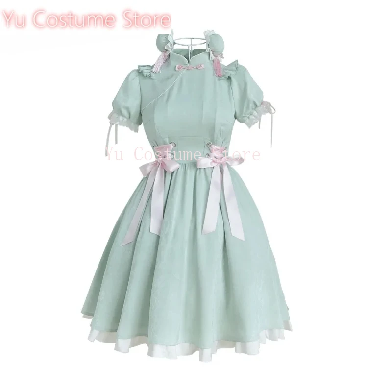 

Sweet Woman Dress Lolita Style Vestido Femme Stand Neck Ruffles Summer Robe Femme Fashion Bandage Vintage Chinese Style 2025