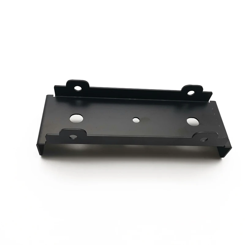 Custom Black Powder Coated Sheet Metal Fabrication Bending Parts U Shaped Mounting Bracket with Flanged Eyelet Holes