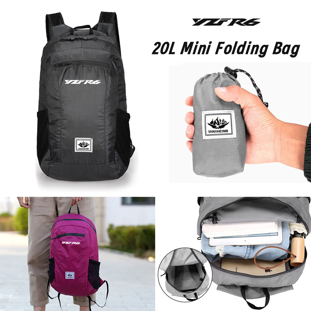 For Yamaha YZFR1 YZFR3 YZFR6 YZFR7 YZF R1 R3 R6 25 Motorcycle waterproof holdall Small Foldable Backpack Storage bag Accessories